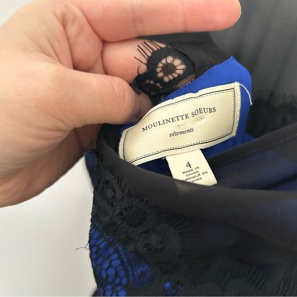 Anthropologie Mouinette Soeurs Sapphire Lace Dress Blue Size 4 - Picture 7 of 8